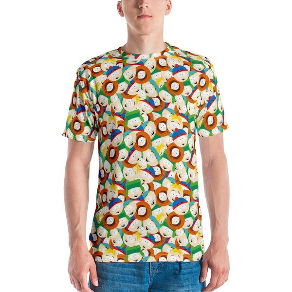 South Park Character Faces Tossed Pattern Adult All-Over Print T-Shirt