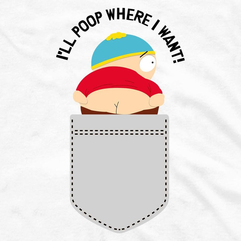 South Park Cartman I'll Poop Where I Want Pocket Adult Short Sleeve T-Shirt